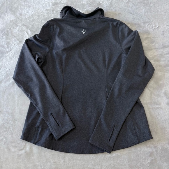 JOFIT Women Charcoal Gray Funnel Neck Zip Pocket Athletic Pullover Top Size L - Picture 4 of 7